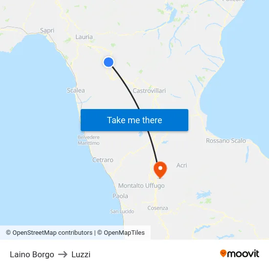 Laino Borgo to Luzzi map