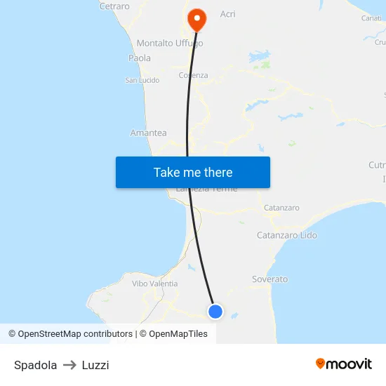 Spadola to Luzzi map