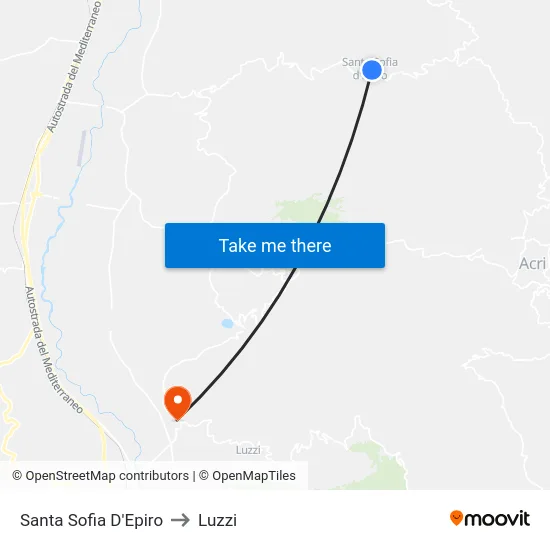 Santa Sofia D'Epiro to Luzzi map
