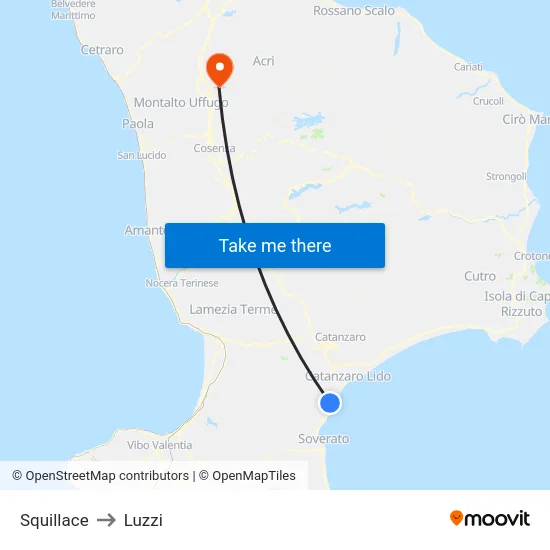 Squillace to Luzzi map