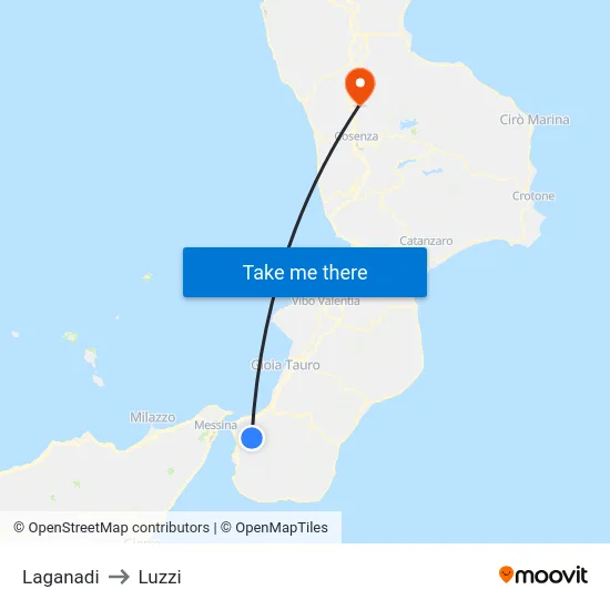 Laganadi to Luzzi map