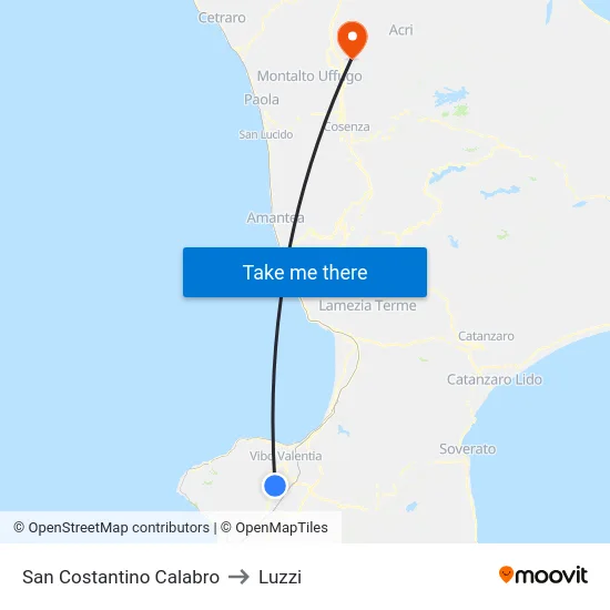 San Costantino Calabro to Luzzi map