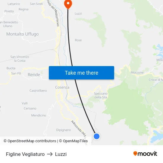 Figline Vegliaturo to Luzzi map