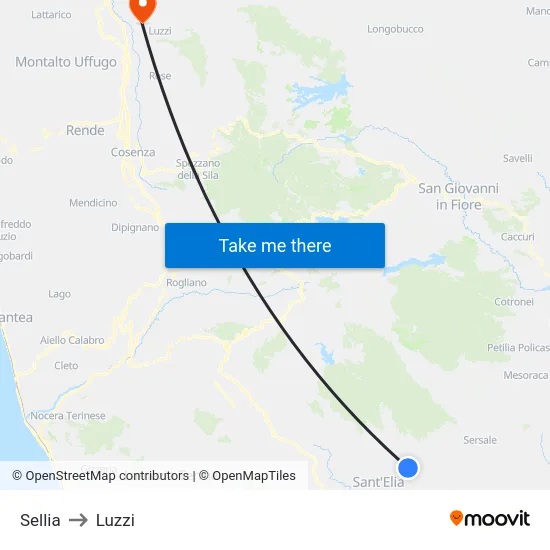 Sellia to Luzzi map