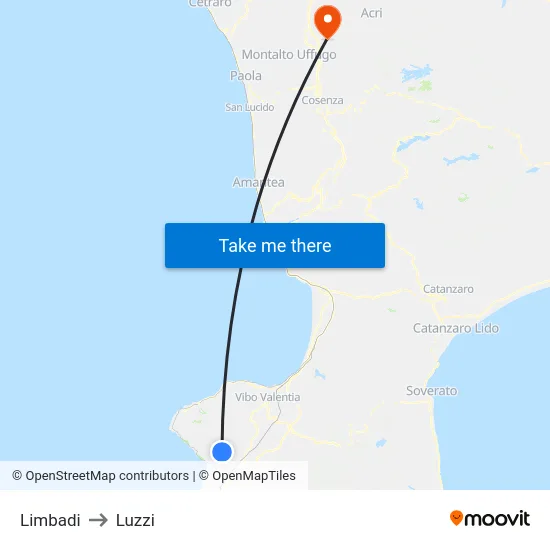 Limbadi to Luzzi map