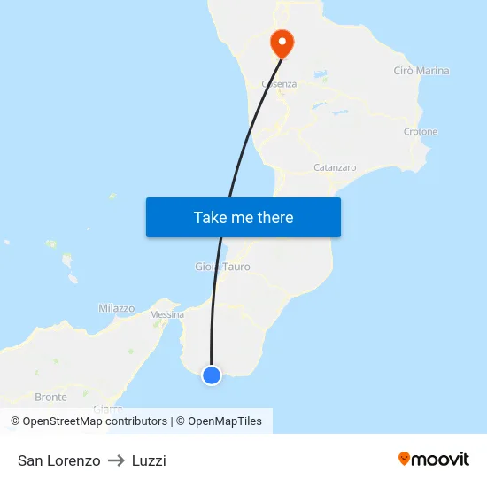 San Lorenzo to Luzzi map