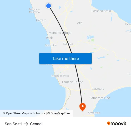 San Sosti to Cenadi map