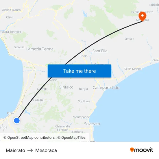 Maierato to Mesoraca map