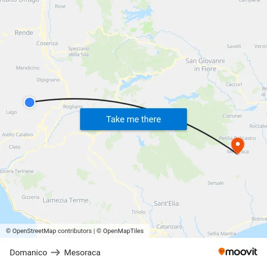 Domanico to Mesoraca map