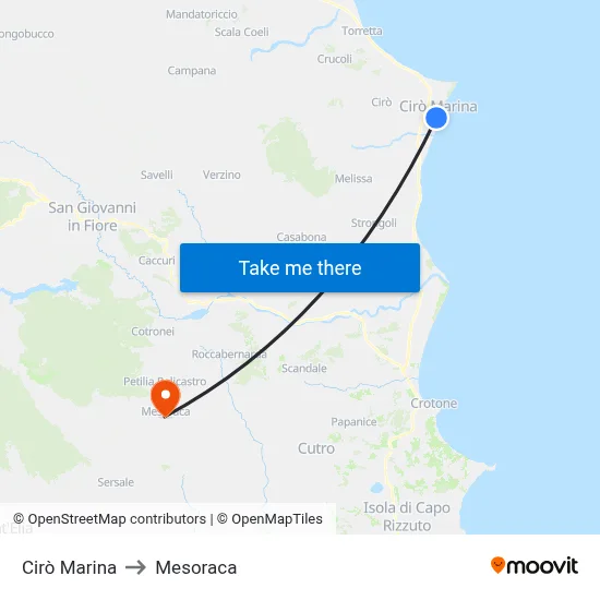 Cirò Marina to Mesoraca map