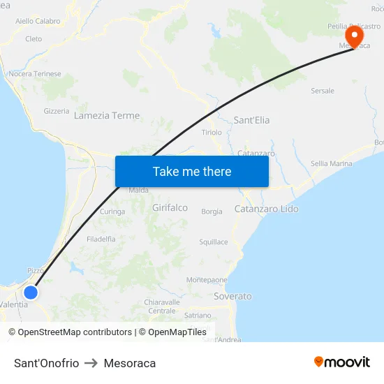 Sant'Onofrio to Mesoraca map