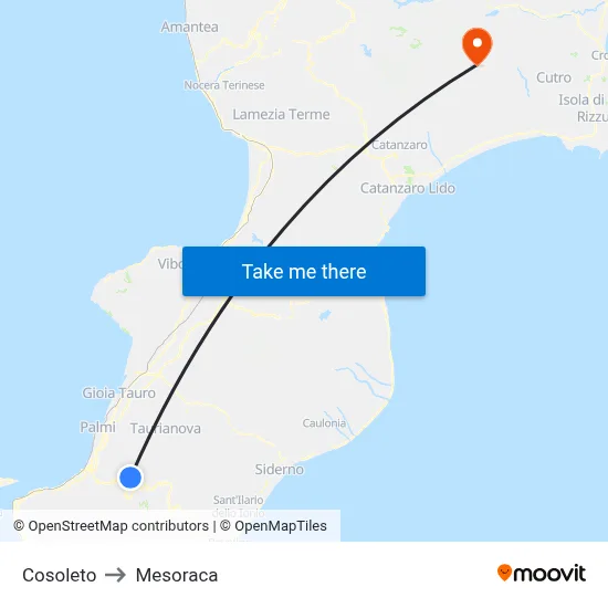 Cosoleto to Mesoraca map