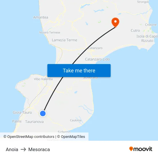 Anoia to Mesoraca map