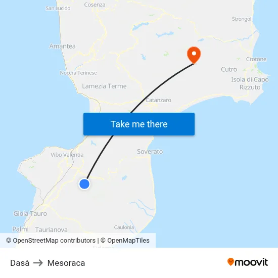 Dasà to Mesoraca map