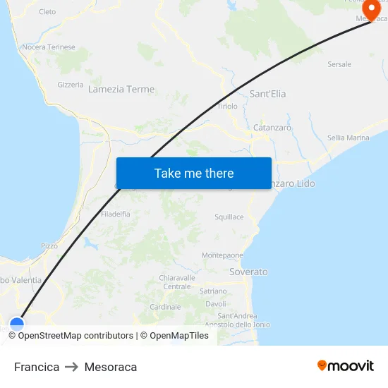 Francica to Mesoraca map