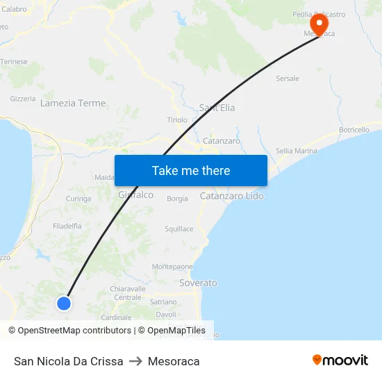 San Nicola Da Crissa to Mesoraca map
