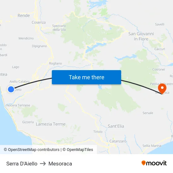 Serra D'Aiello to Mesoraca map