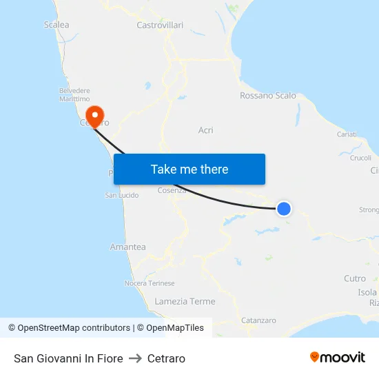 San Giovanni In Fiore to Cetraro map