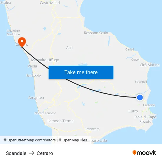 Scandale to Cetraro map