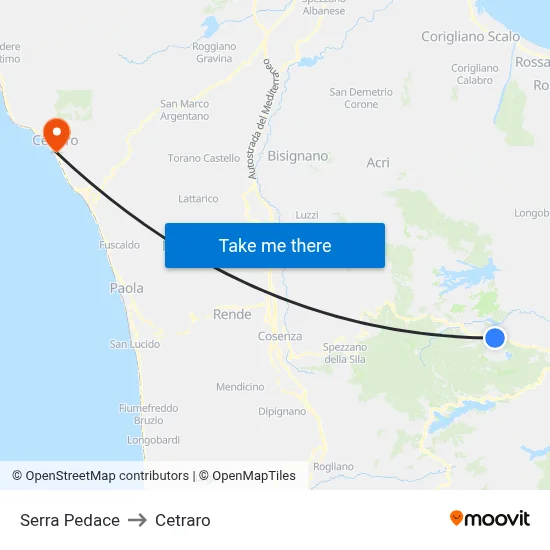 Serra Pedace to Cetraro map