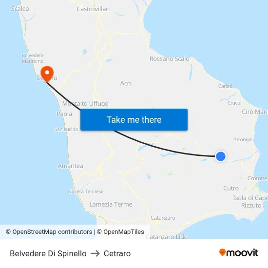 Belvedere di Spinello to Cetraro map