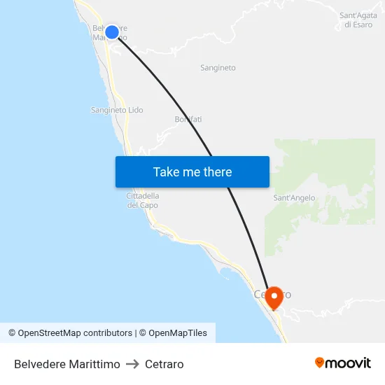 Belvedere Marittimo to Cetraro map