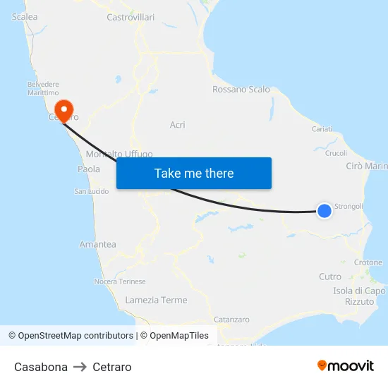 Casabona to Cetraro map