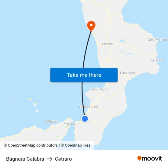 Bagnara Calabra to Cetraro map