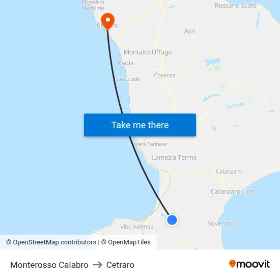 Monterosso Calabro to Cetraro map