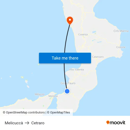 Melicuccà to Cetraro map