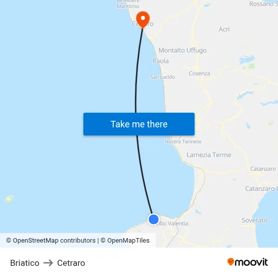 Briatico to Cetraro map