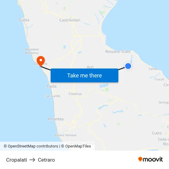 Cropalati to Cetraro map