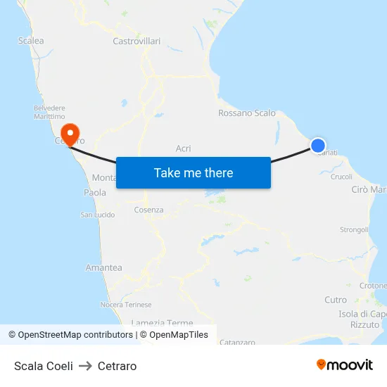 Scala Coeli to Cetraro map