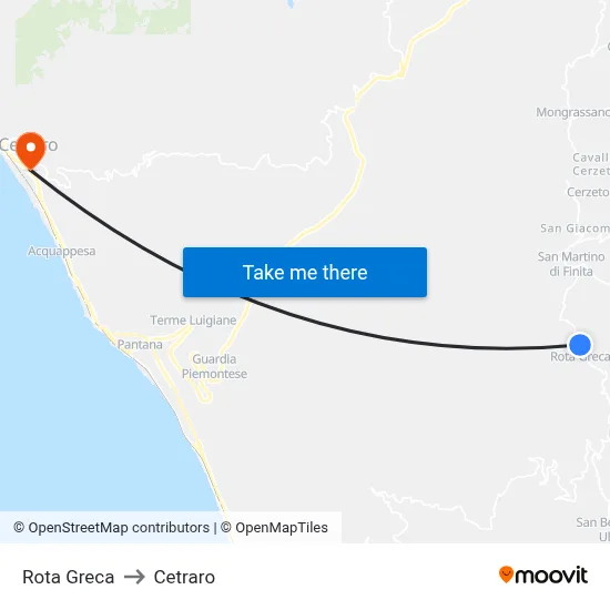 Rota Greca to Cetraro map
