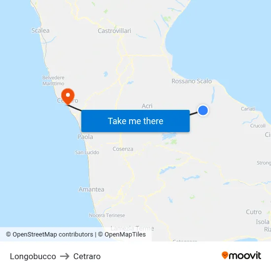 Longobucco to Cetraro map