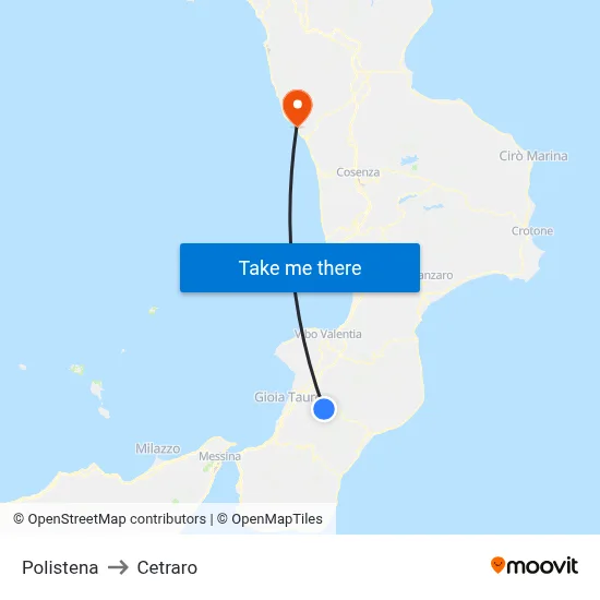 Polistena to Cetraro map