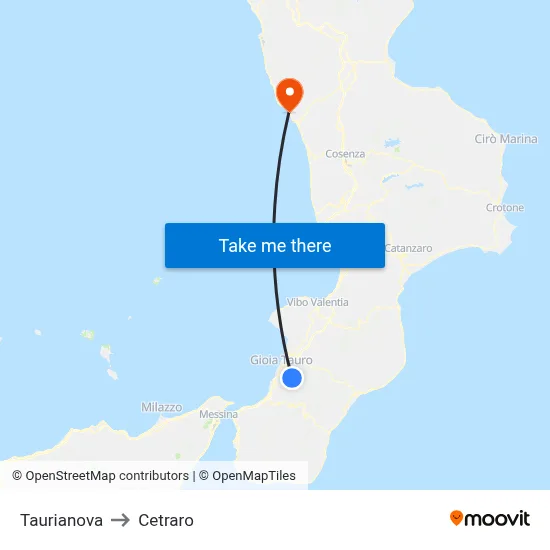 Taurianova to Cetraro map