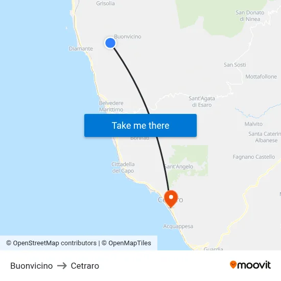 Buonvicino to Cetraro map