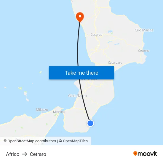 Africo to Cetraro map
