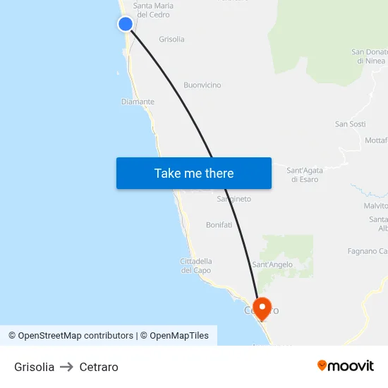 Grisolia to Cetraro map