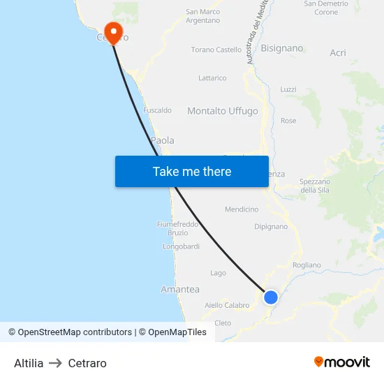Altilia to Cetraro map