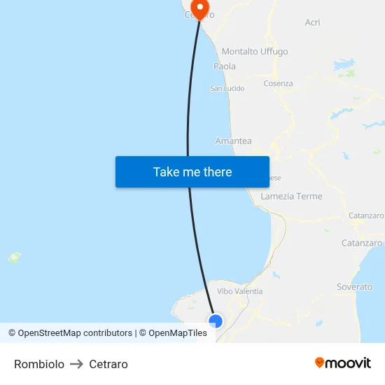 Rombiolo to Cetraro map