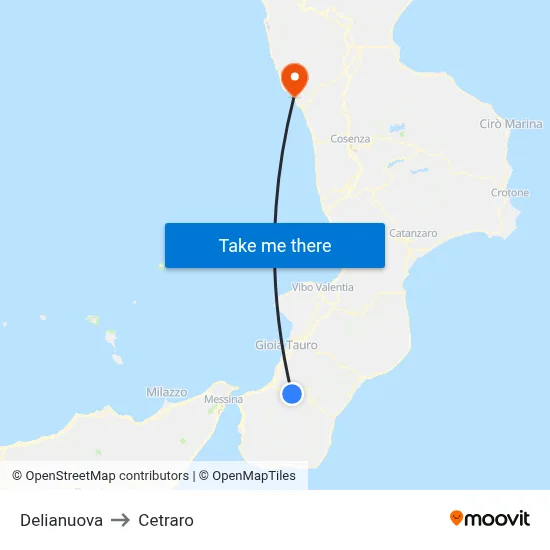 Delianuova to Cetraro map