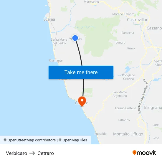 Verbicaro to Cetraro map