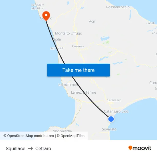 Squillace to Cetraro map