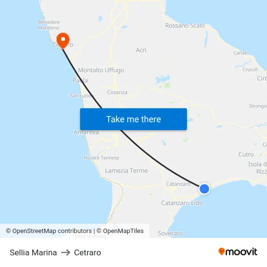 Sellia Marina to Cetraro map