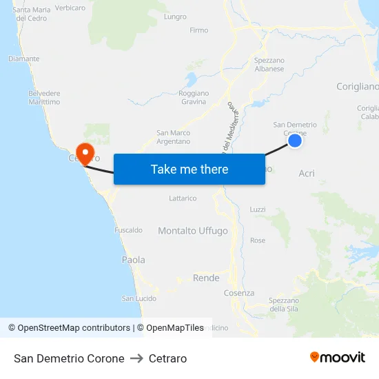 San Demetrio Corone to Cetraro map