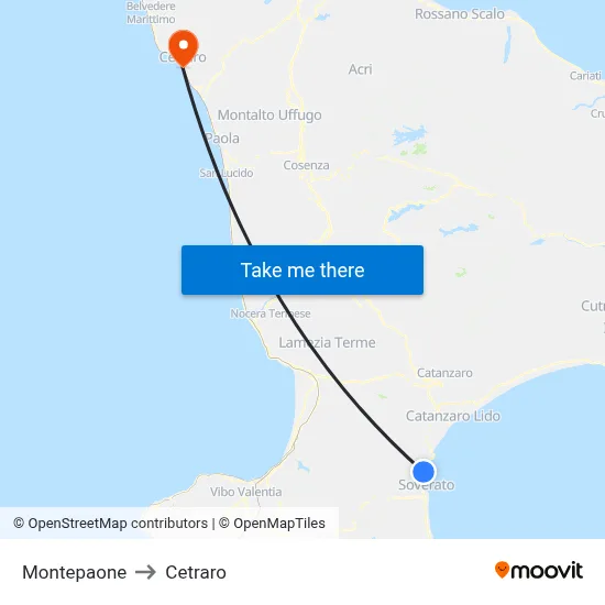 Montepaone to Cetraro map