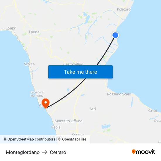 Montegiordano to Cetraro map