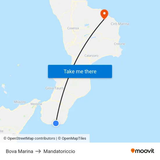Bova Marina to Mandatoriccio map